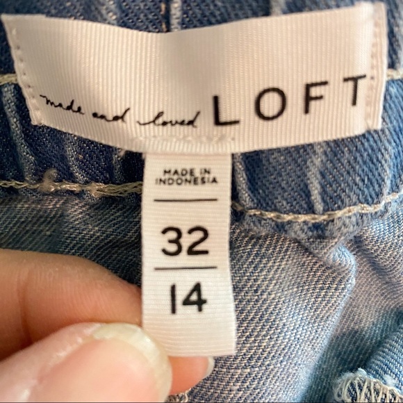 LOFT Embroidered Lace Boho Cotton / Linen Chambray Shorts 14/32 Elastic Waist - Picture 8 of 10